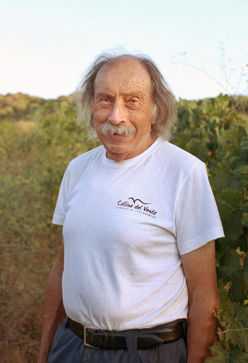 Winemaker at Colline Del Vento vineyard, Sardinia Winemaker at Colline Del Vento vineyard, Sardinia
