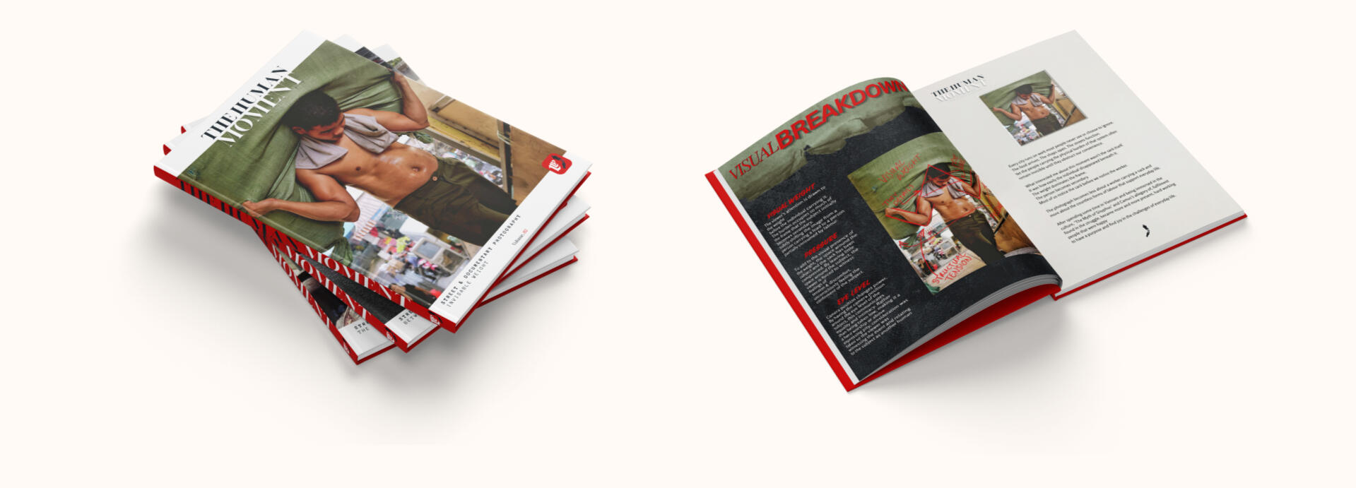Luke Le Prince's 'The Human Moment' street photography guide series, printed and open to a spread